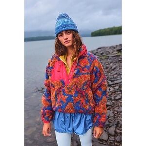Free People Jacket Hit The Slopes Rocky Ridge Fleece Butterfly Blue Combo S GUC